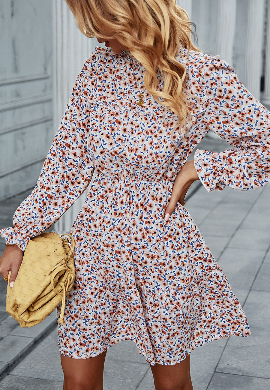 Floral Ruffle Trim Dress
