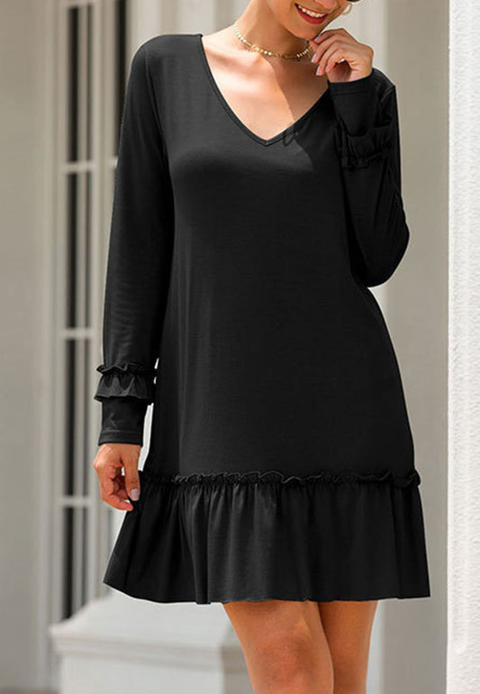 V Neck Ruffle Dress