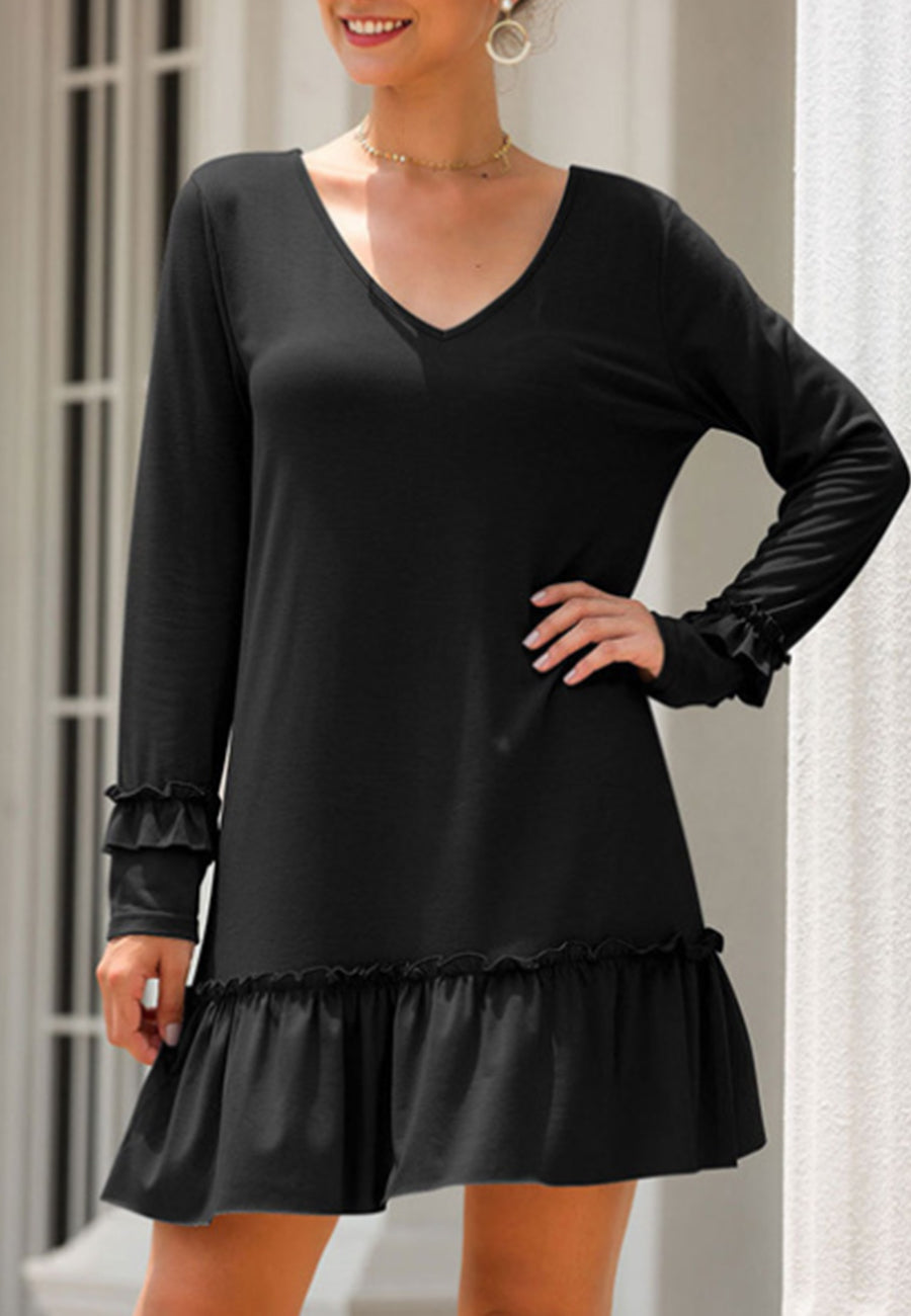 V Neck Ruffle Dress