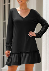 V Neck Ruffle Dress