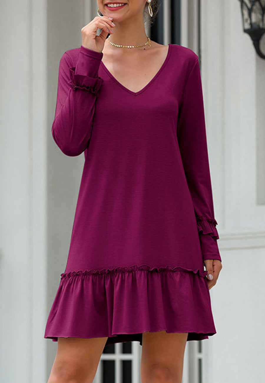 V Neck Ruffle Dress