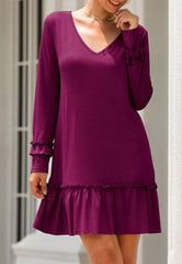 V Neck Ruffle Dress