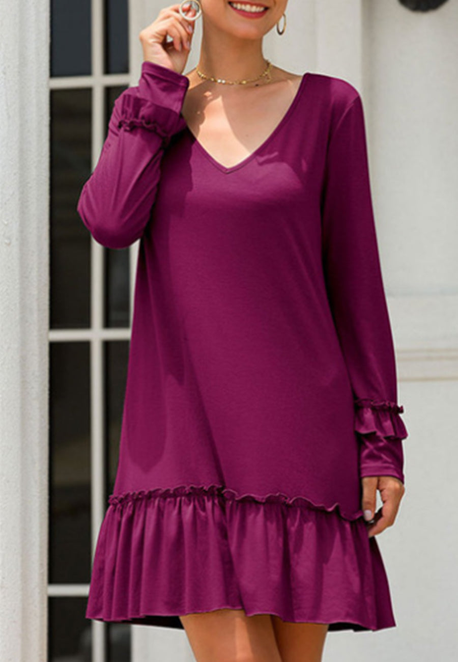 V Neck Ruffle Dress