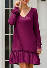 V Neck Ruffle Dress