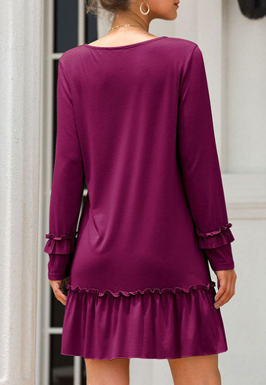 V Neck Ruffle Dress