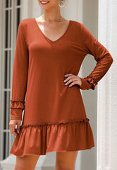 V Neck Ruffle Dress