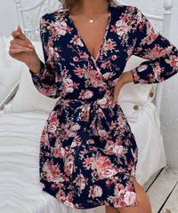 Plunge Neck Print Dress