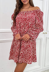 Gathered Neck Print Dress