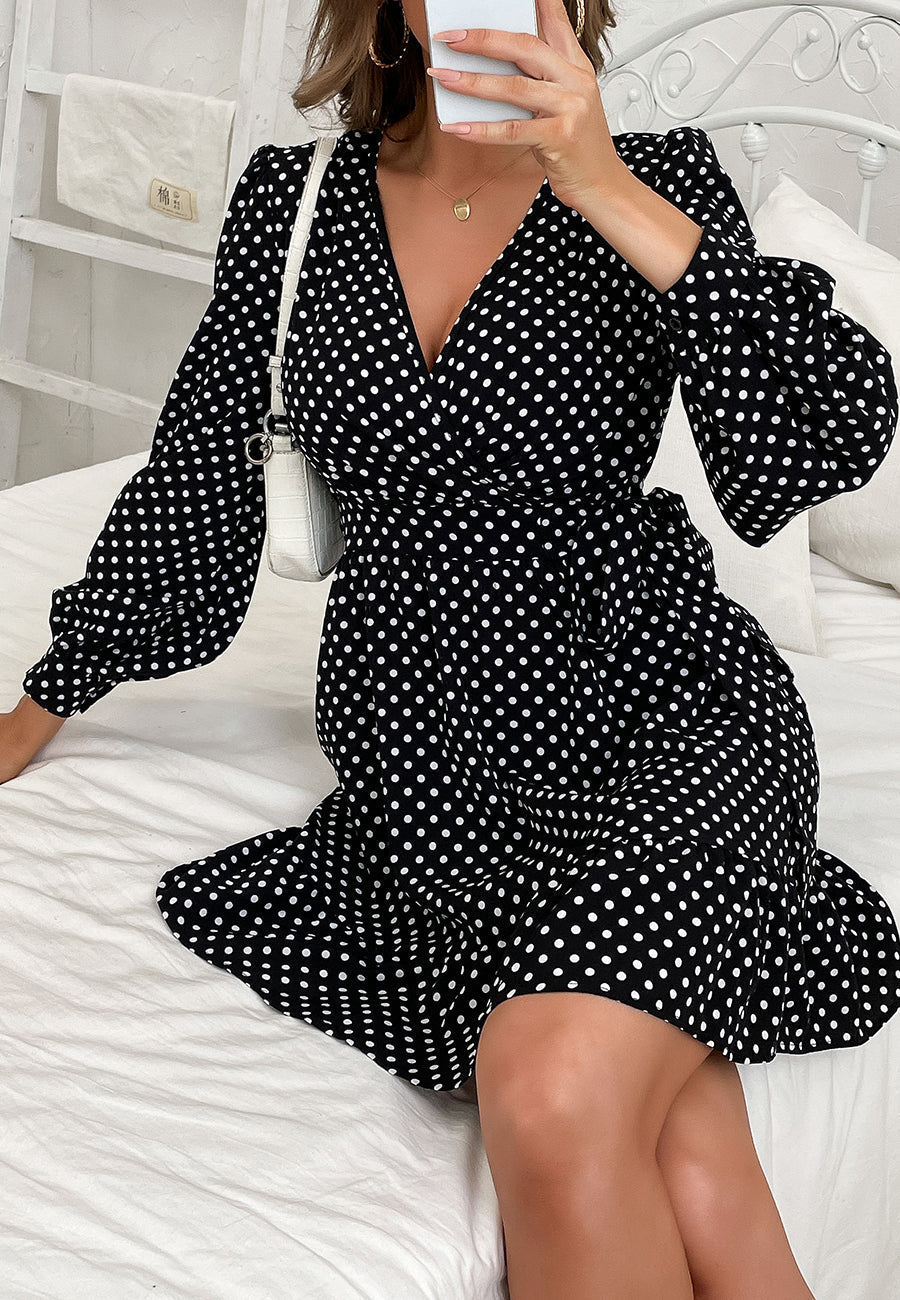 Polka Bishop Sleeve Dress