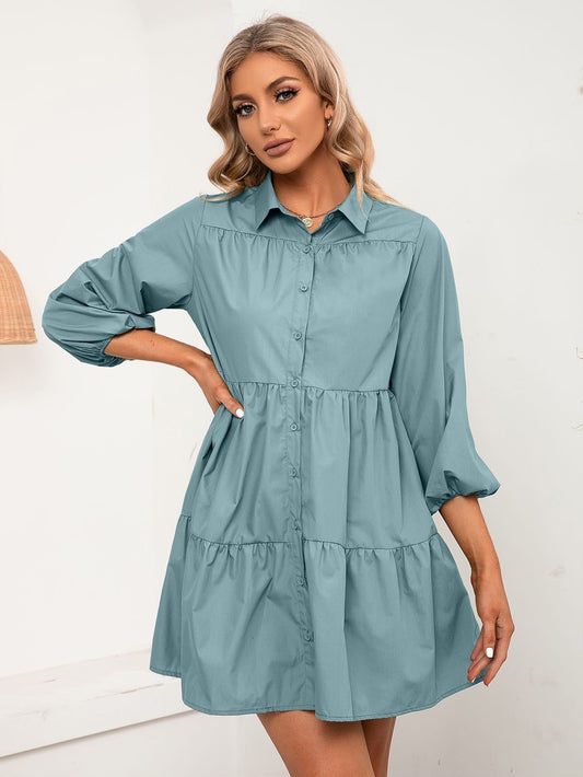 Elbow Length Shirt Dress