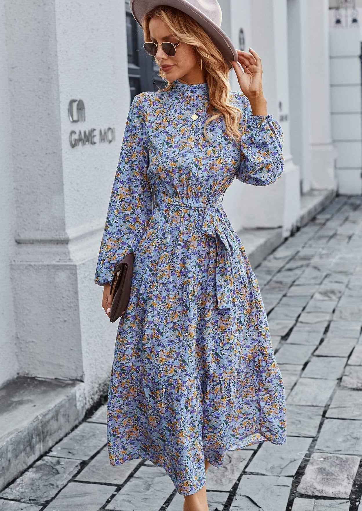 High Floral Vintage Dress