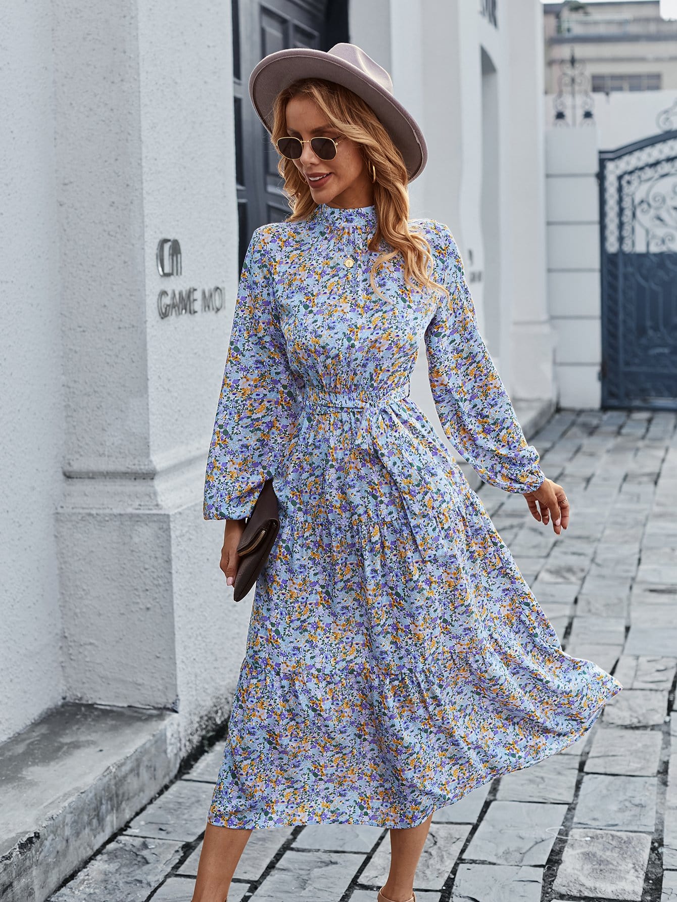 High Floral Vintage Dress