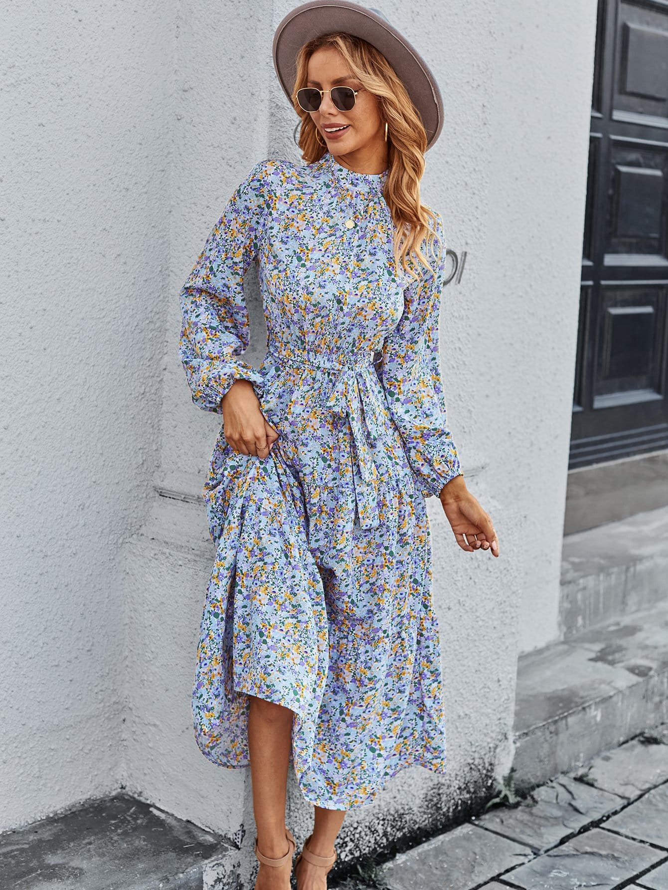 High Floral Vintage Dress