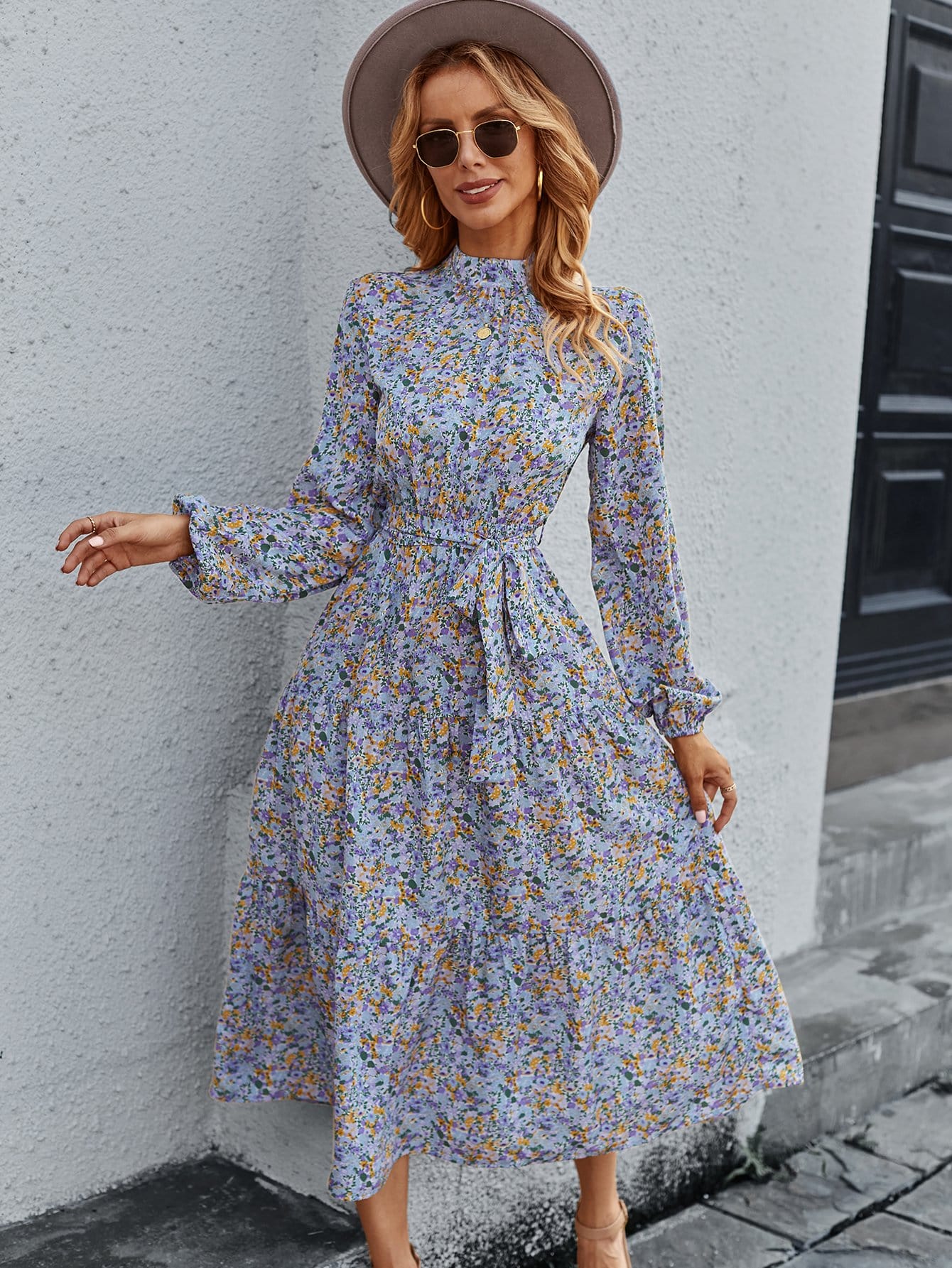 High Floral Vintage Dress