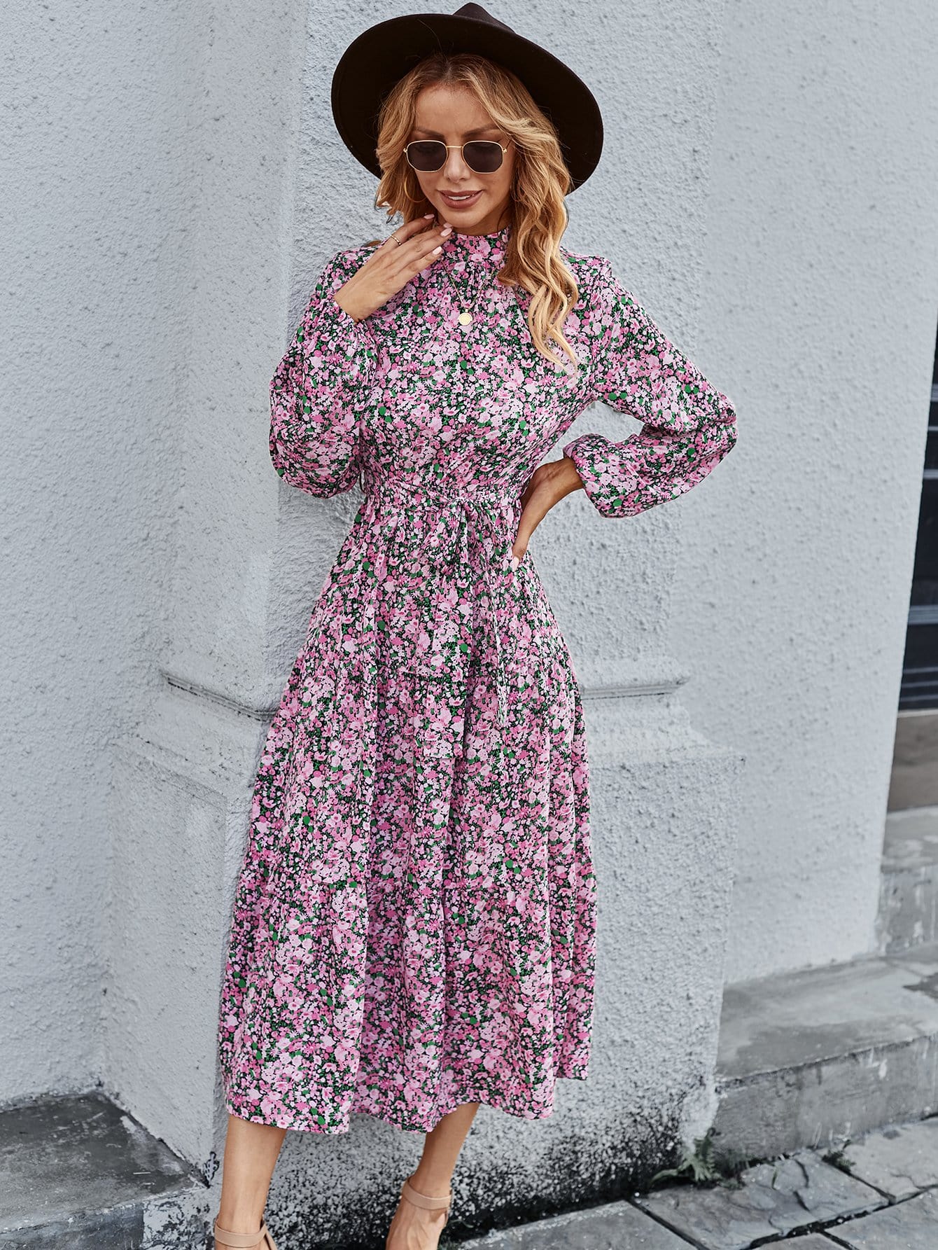 High Floral Vintage Dress