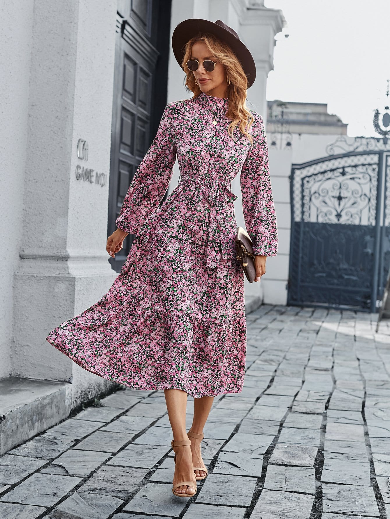 High Floral Vintage Dress