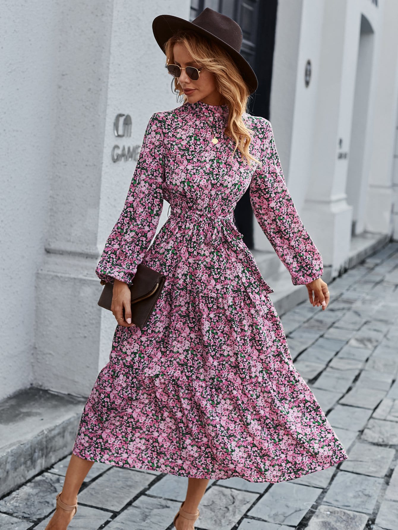 High Floral Vintage Dress