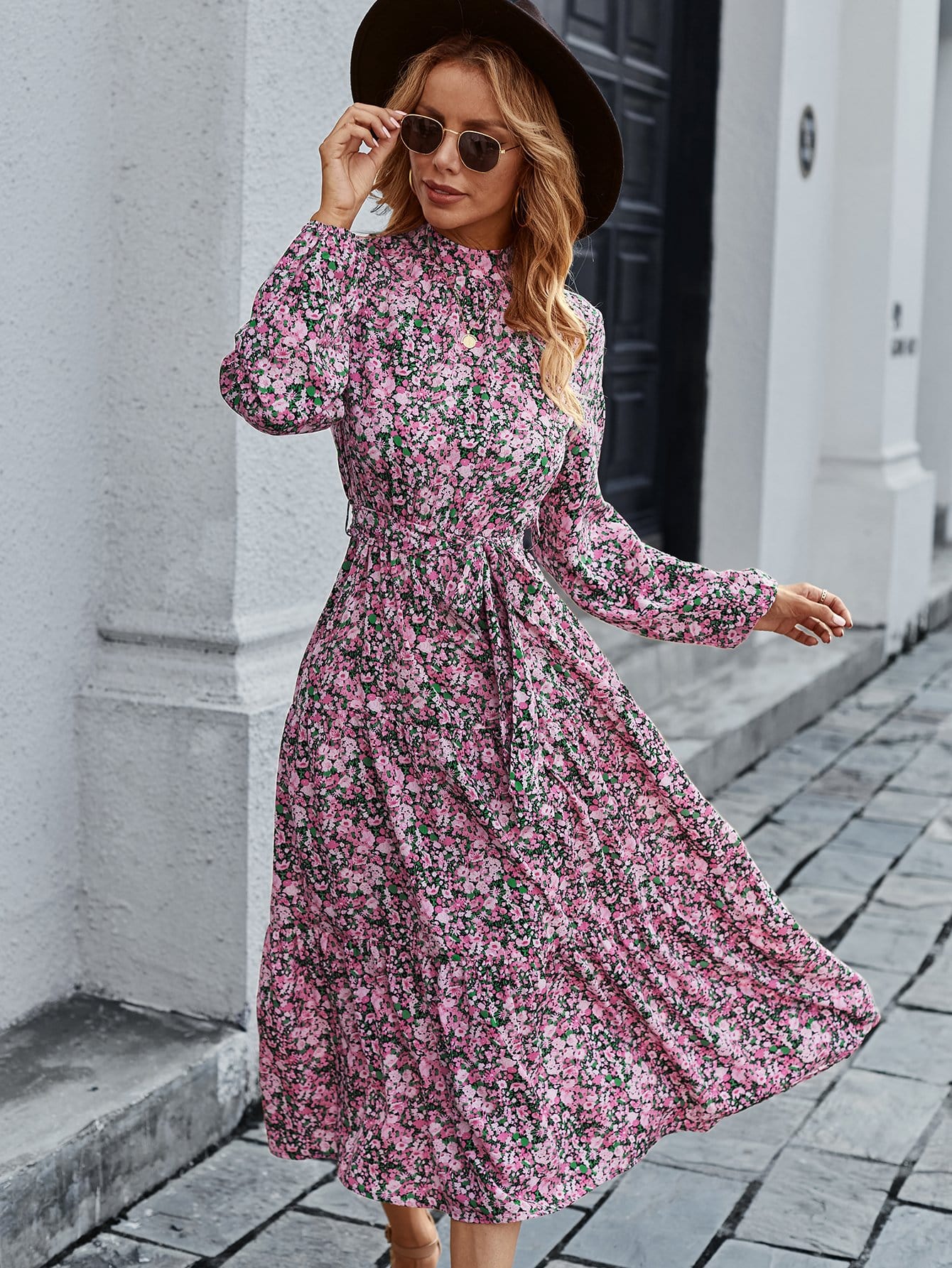 High Floral Vintage Dress