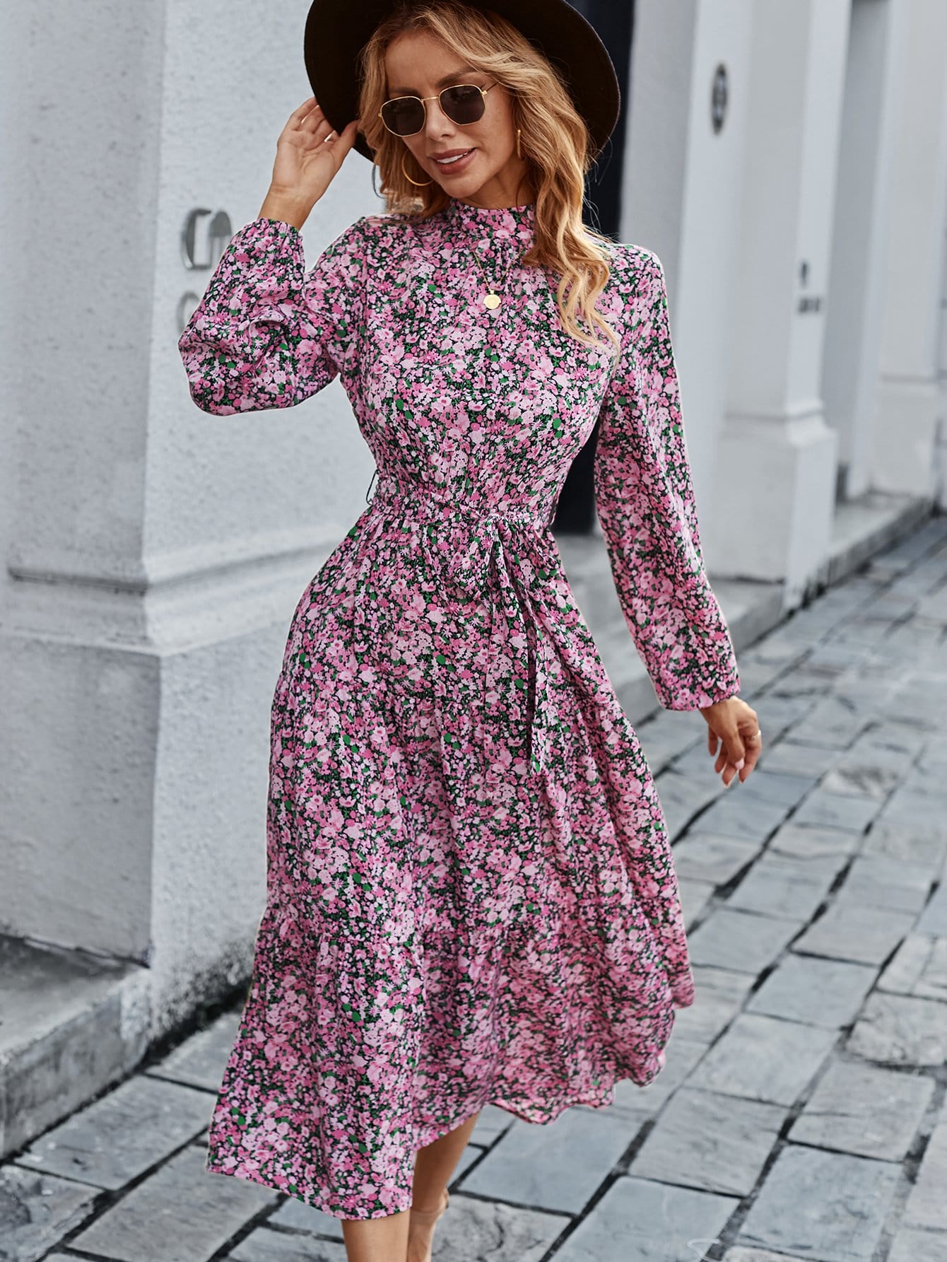 High Floral Vintage Dress