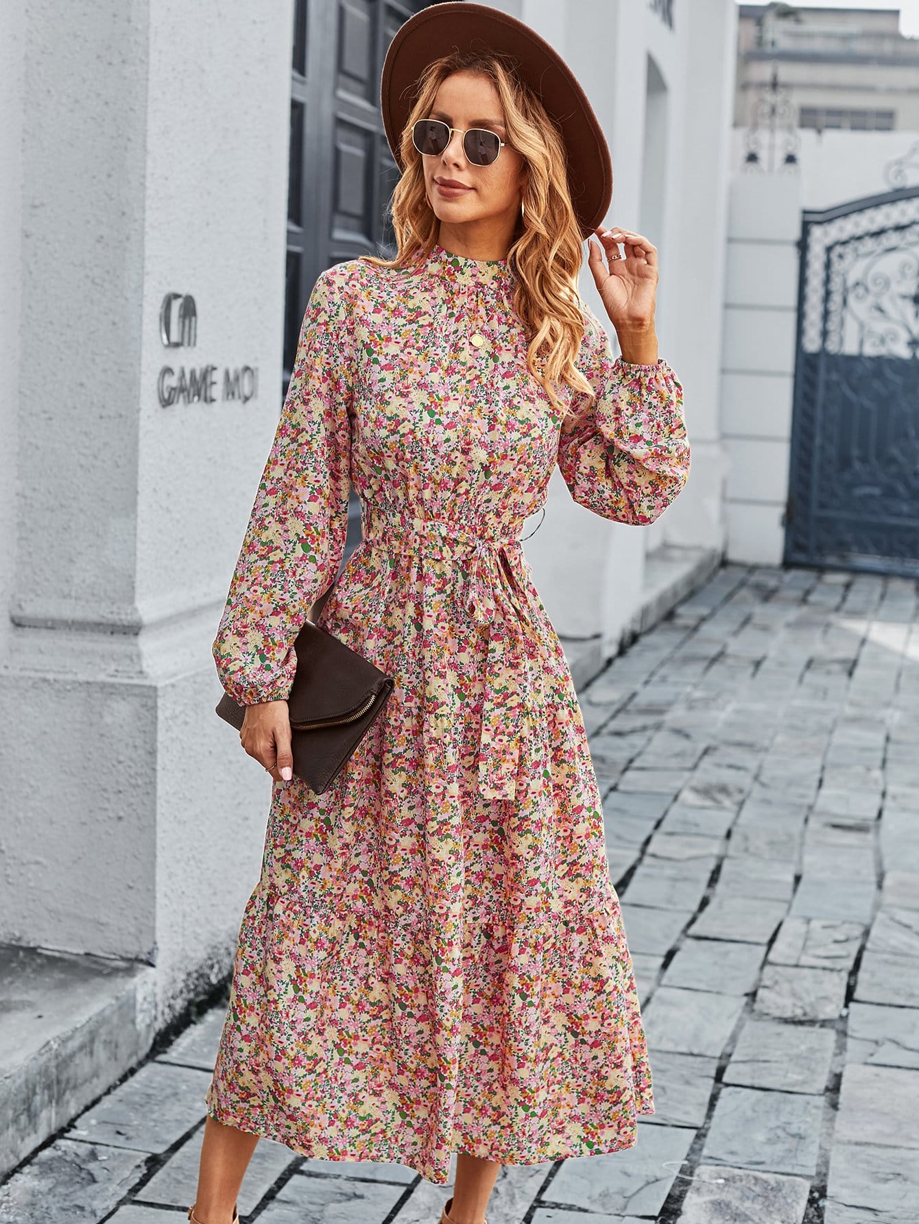 High Floral Vintage Dress