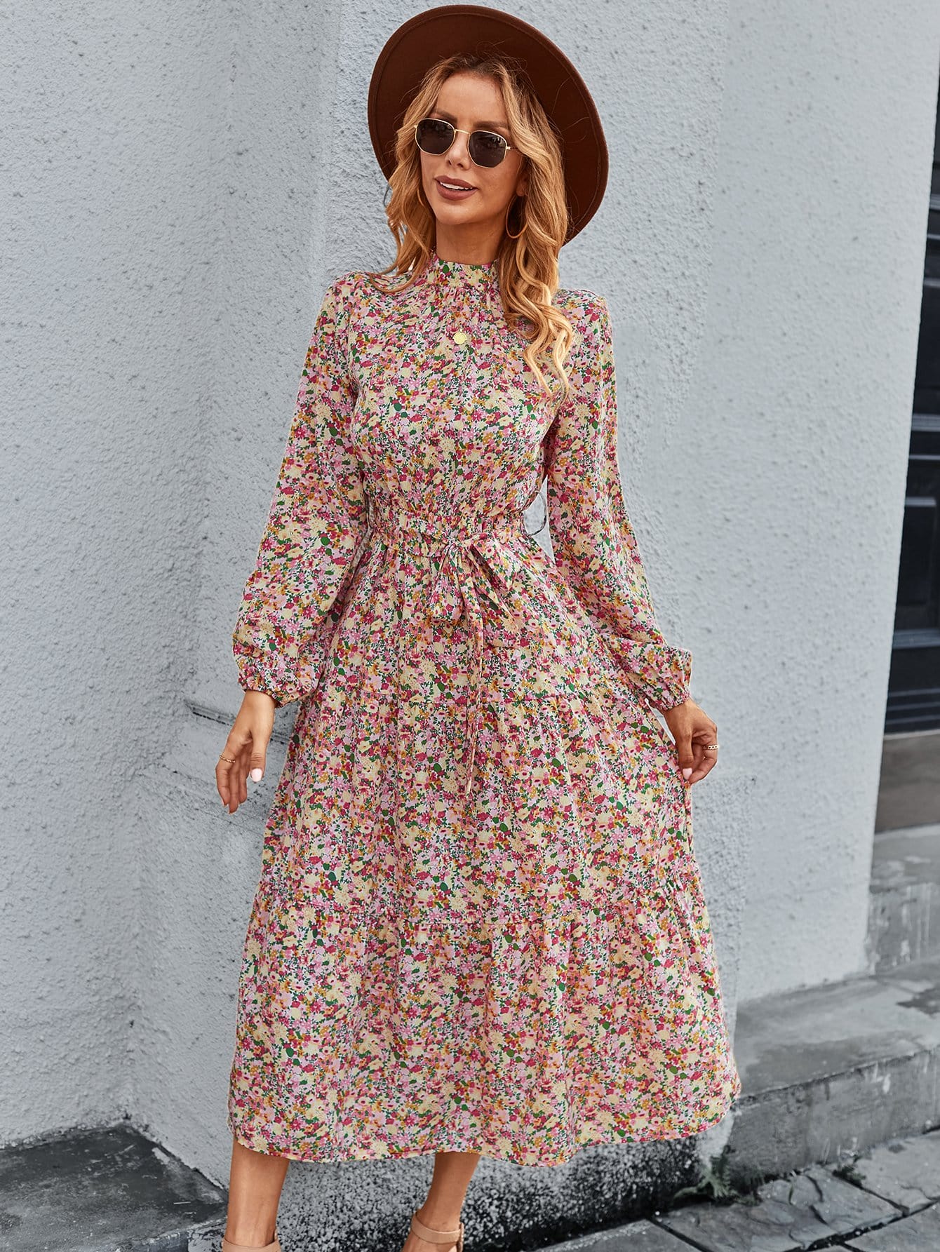High Floral Vintage Dress
