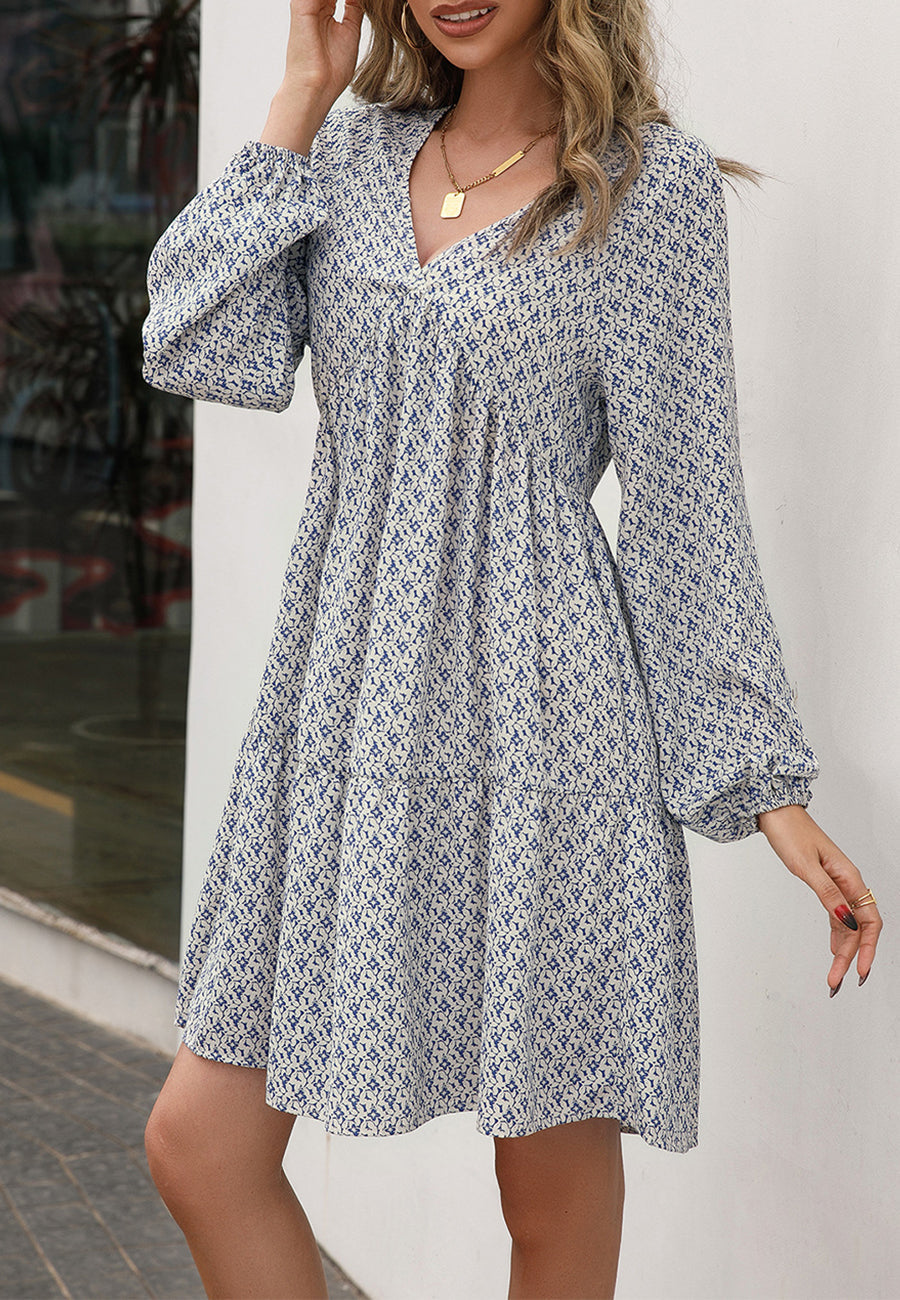 V Oriental Print Dress