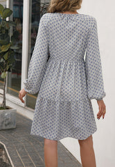 V Oriental Print Dress