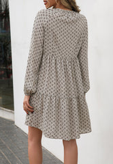 V Oriental Print Dress