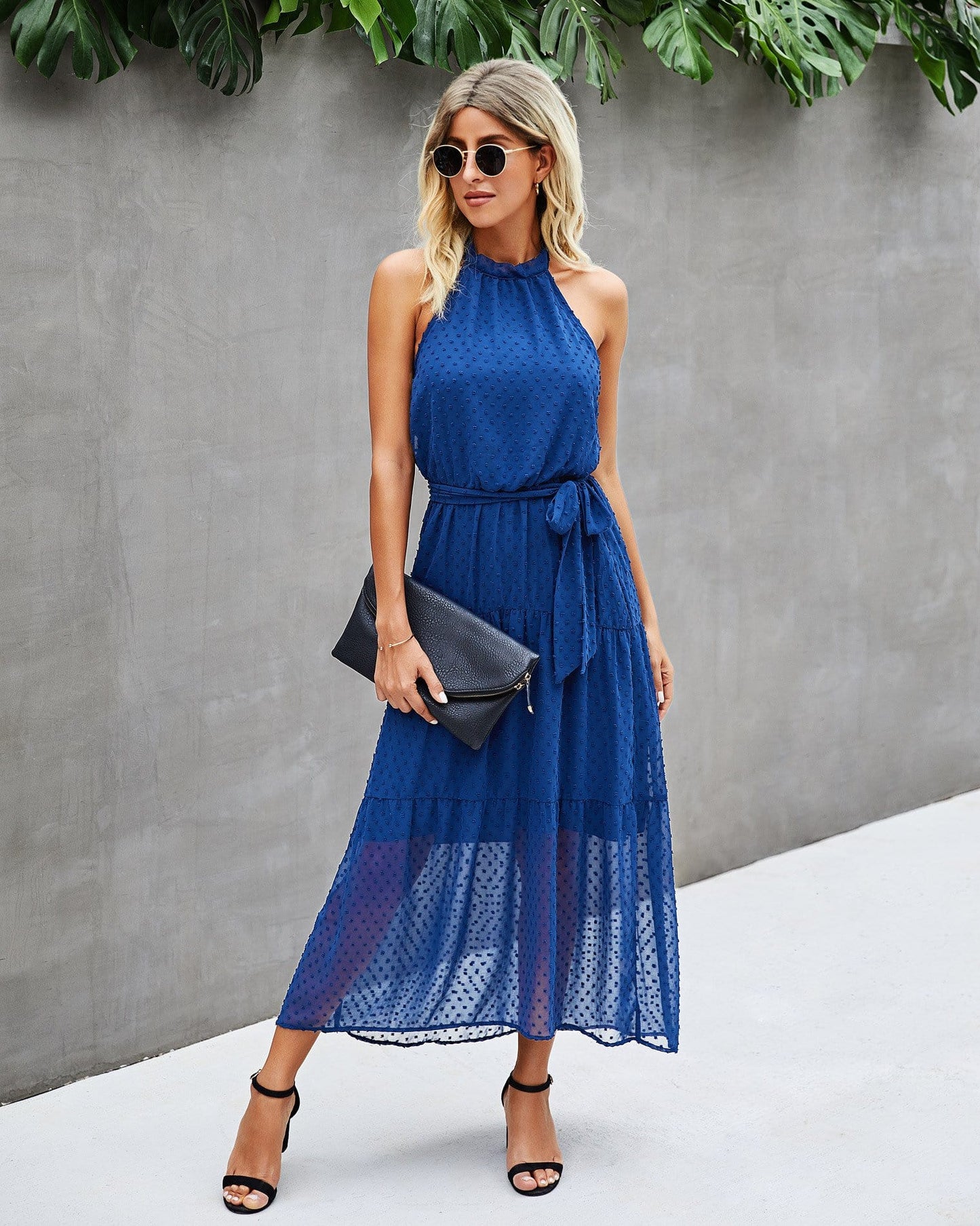 Halter Dot Sheer Dress