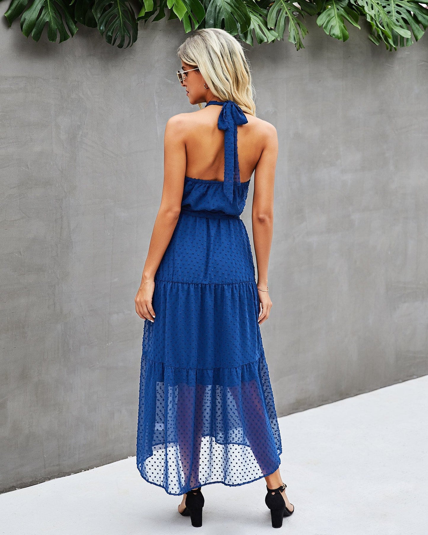 Halter Dot Sheer Dress
