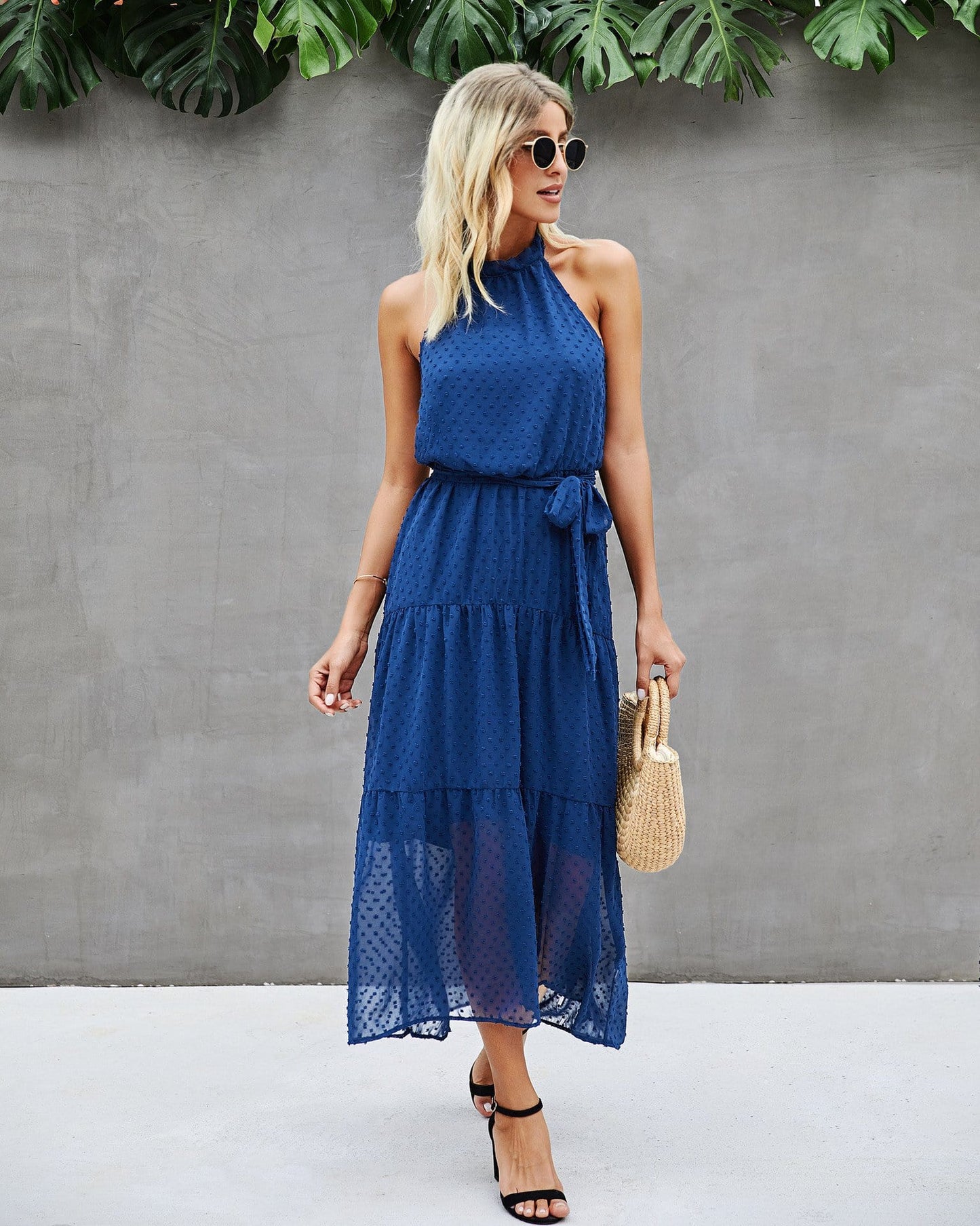 Halter Dot Sheer Dress