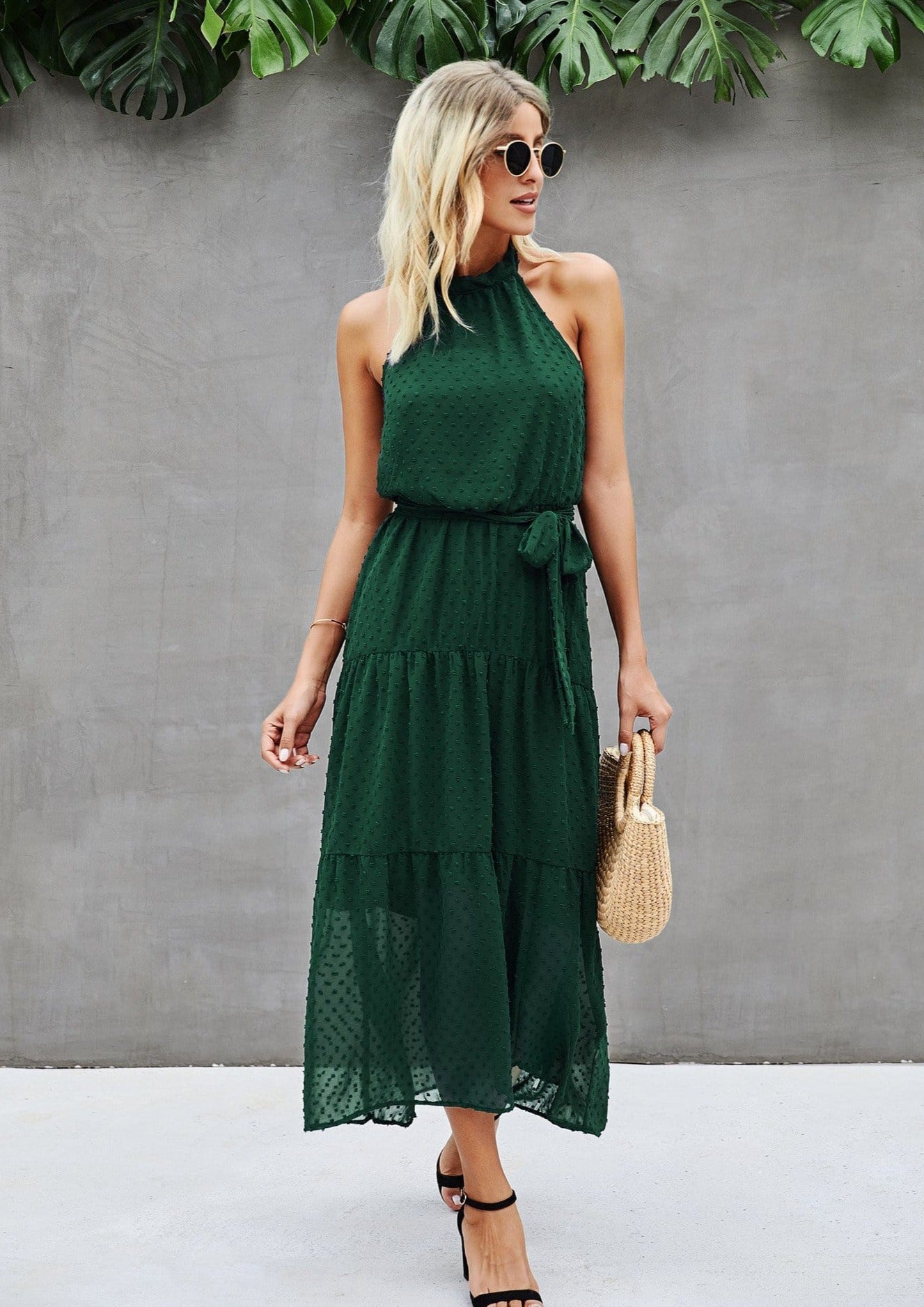 Halter Dot Sheer Dress