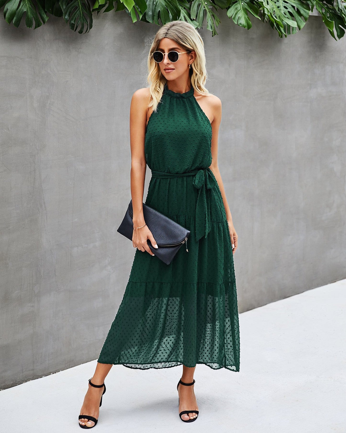Halter Dot Sheer Dress