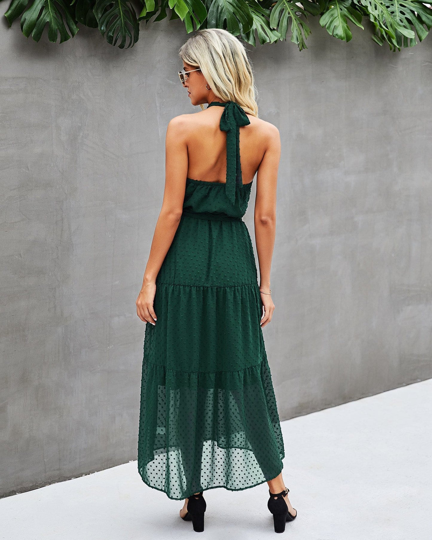 Halter Dot Sheer Dress