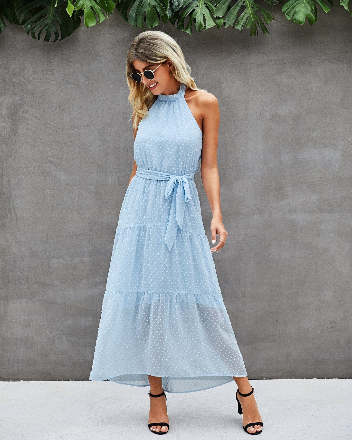 Halter Dot Sheer Dress