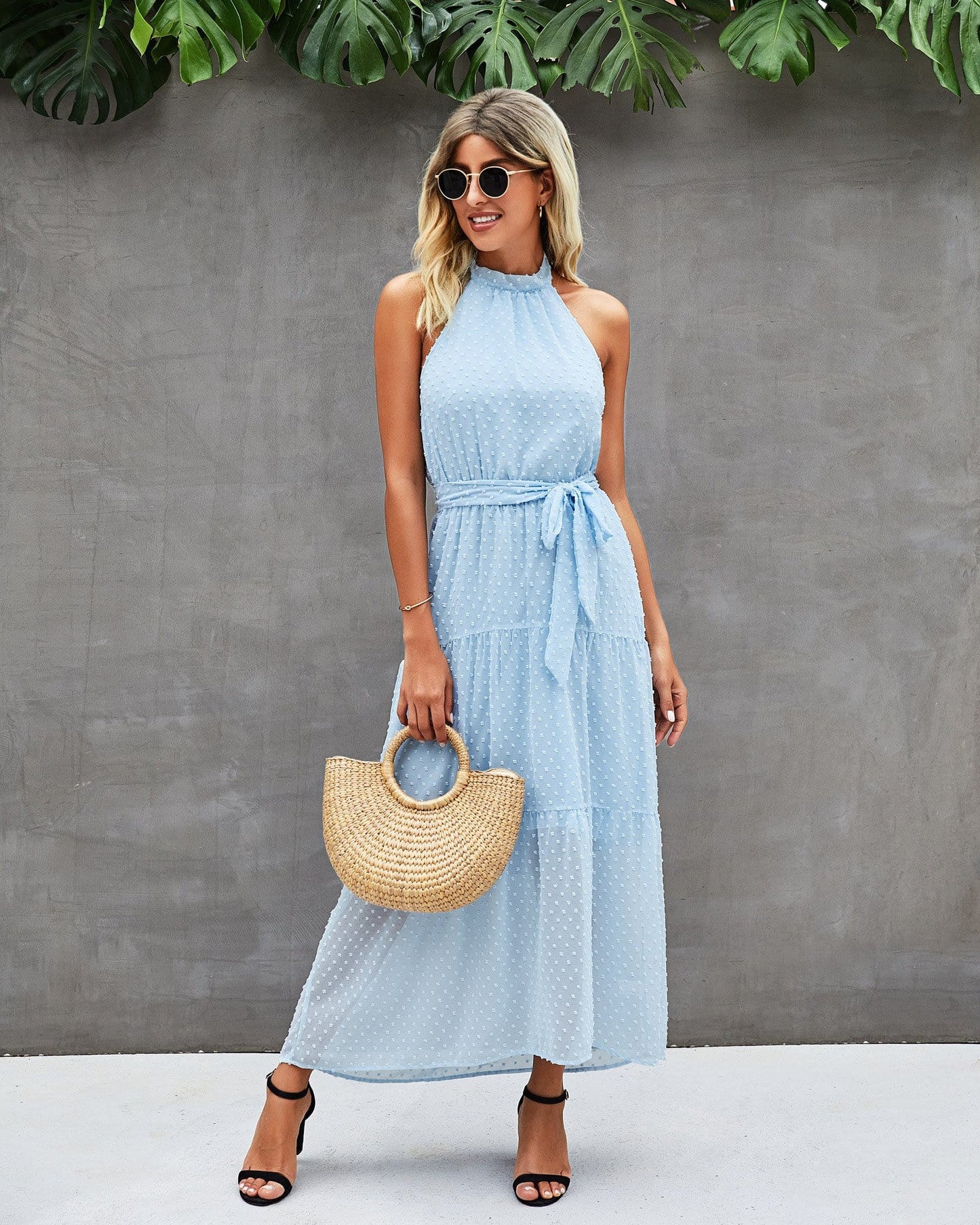 Halter Dot Sheer Dress