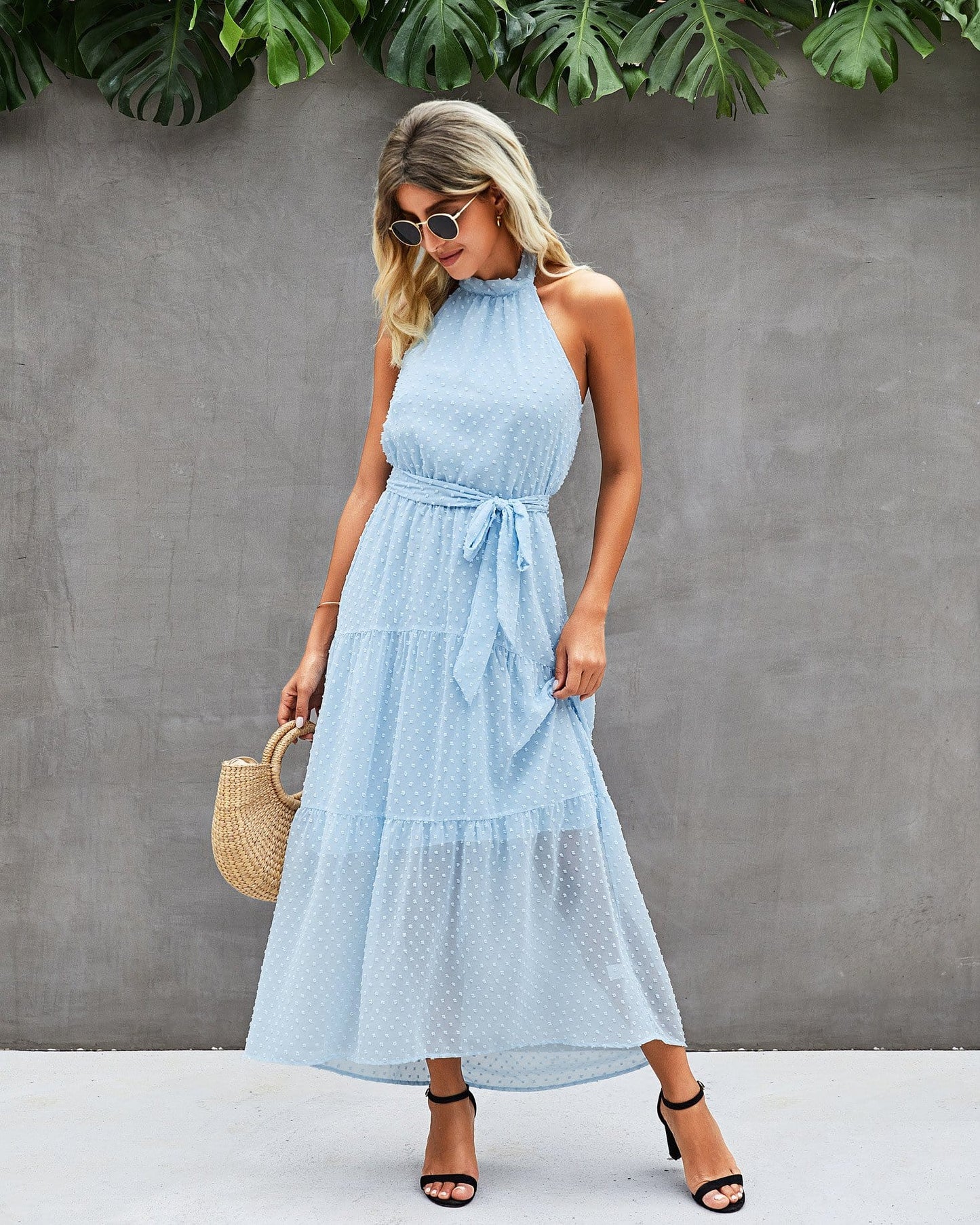 Halter Dot Sheer Dress