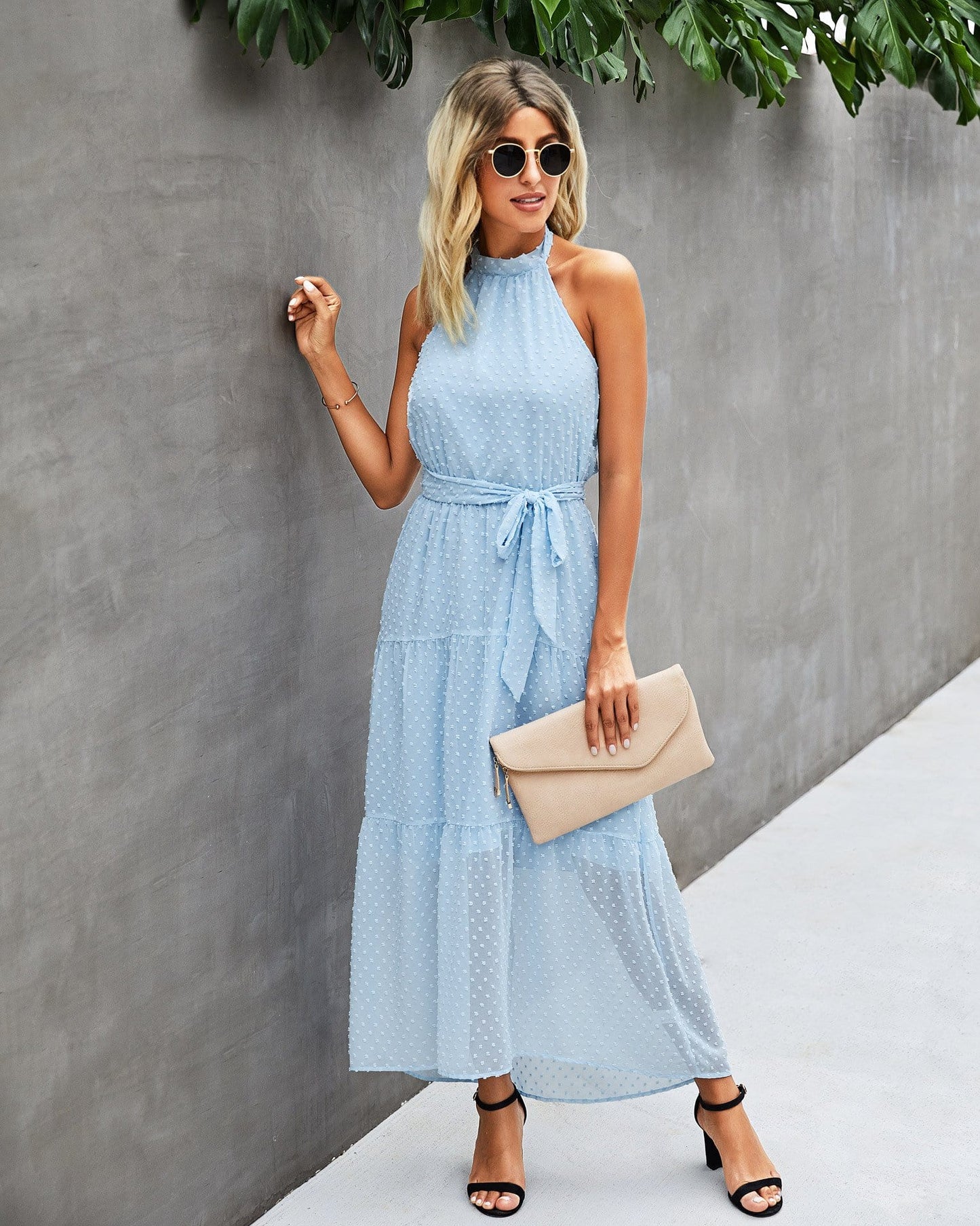 Halter Dot Sheer Dress