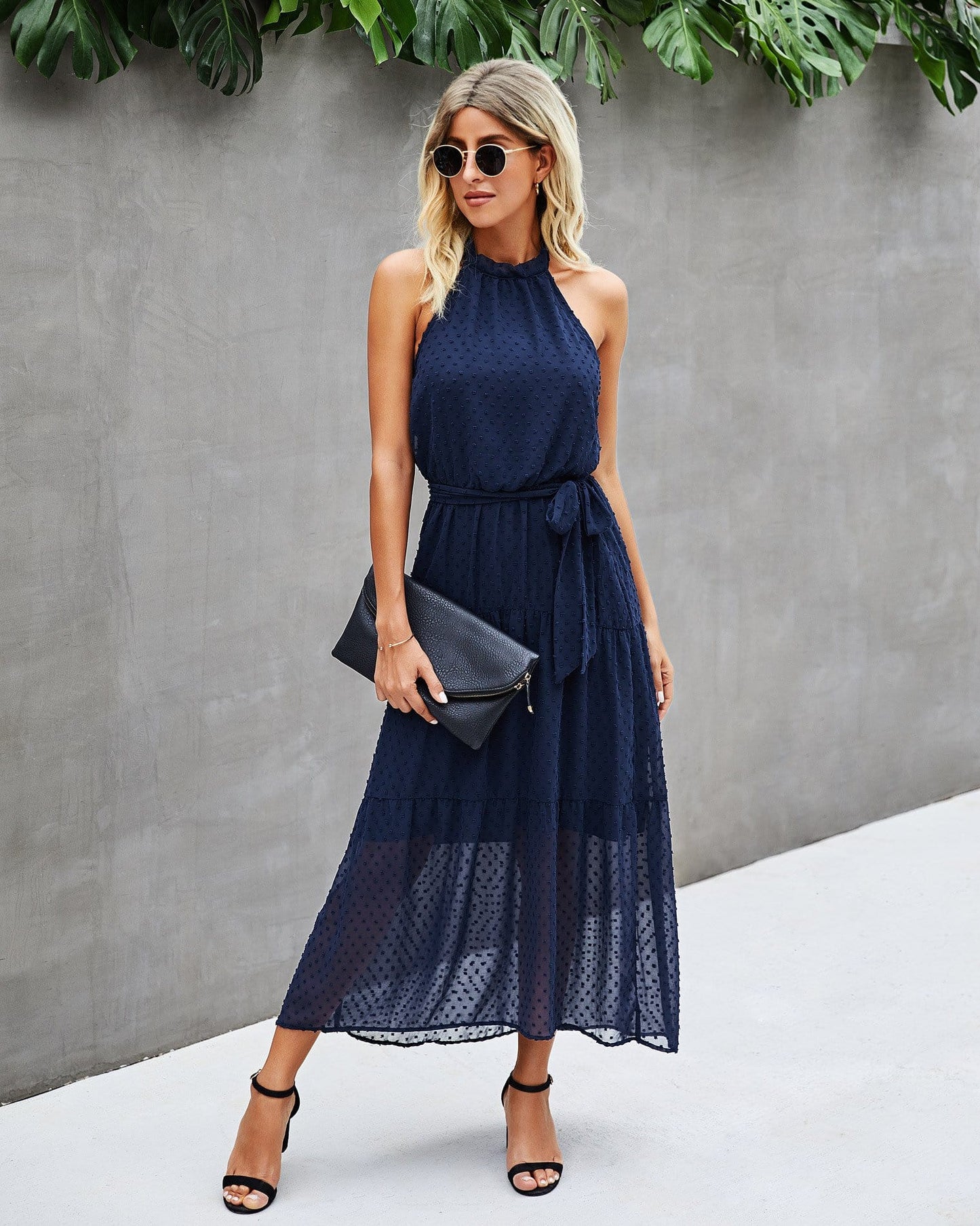 Halter Dot Sheer Dress