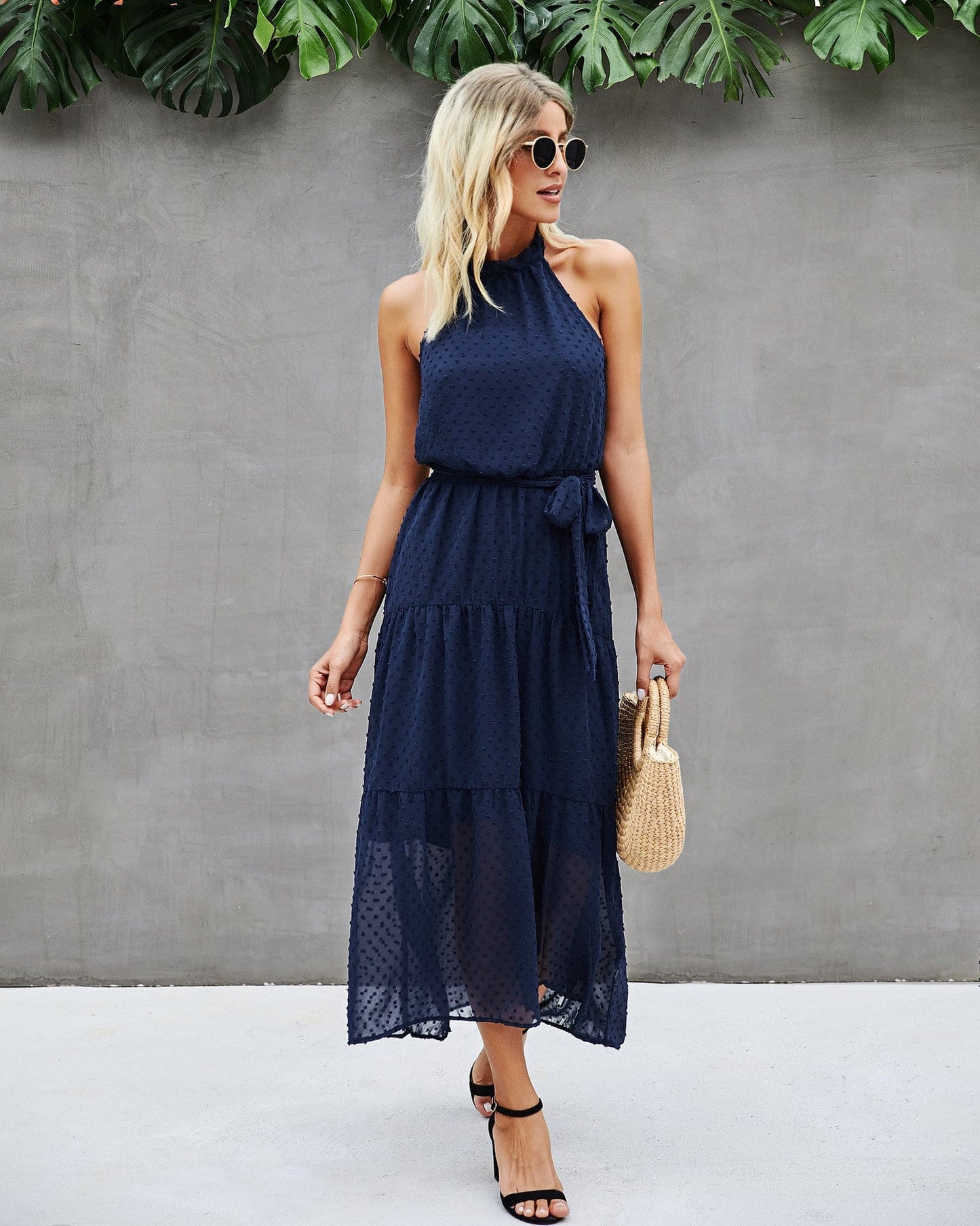 Halter Dot Sheer Dress
