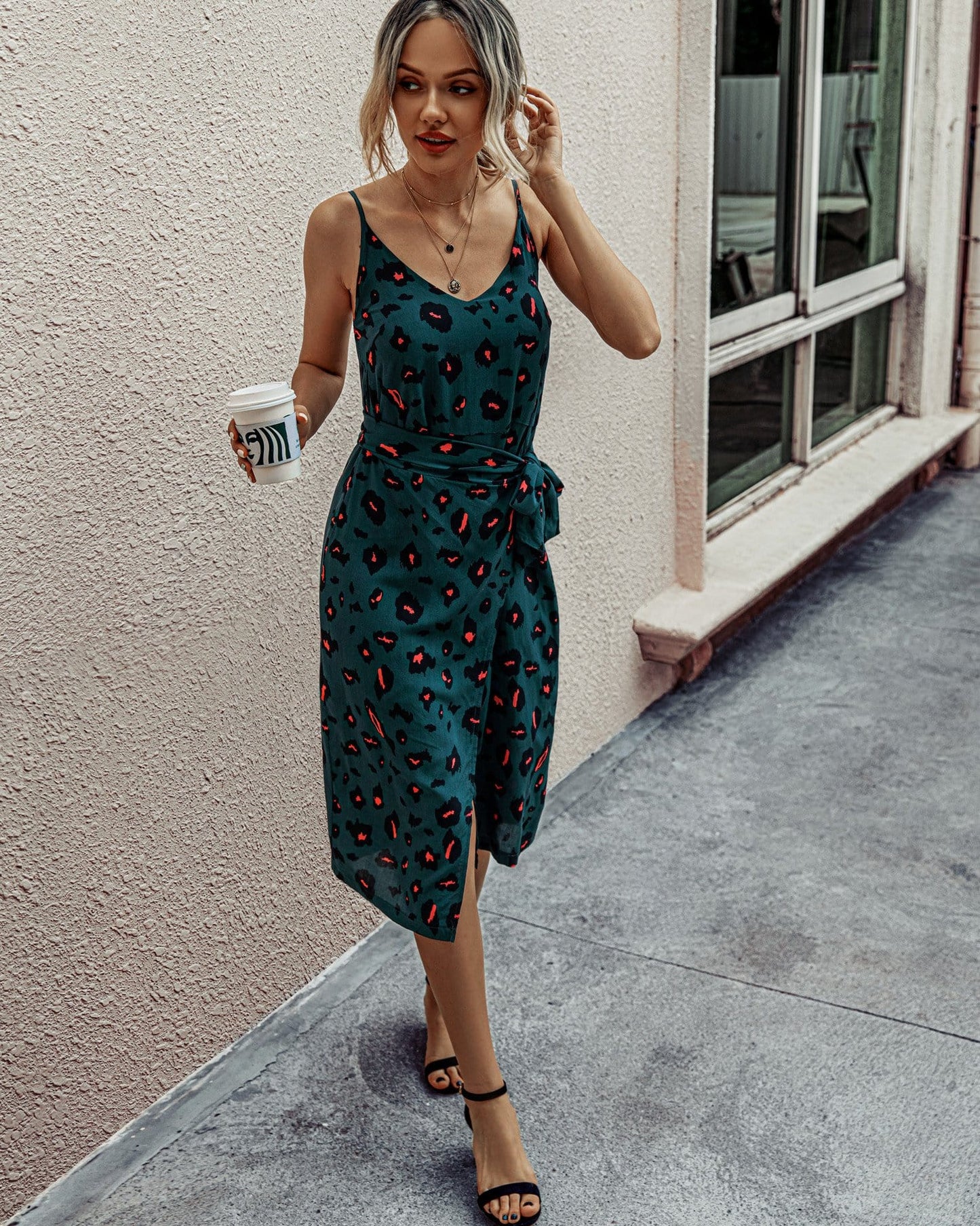 V Neck Animal Dress