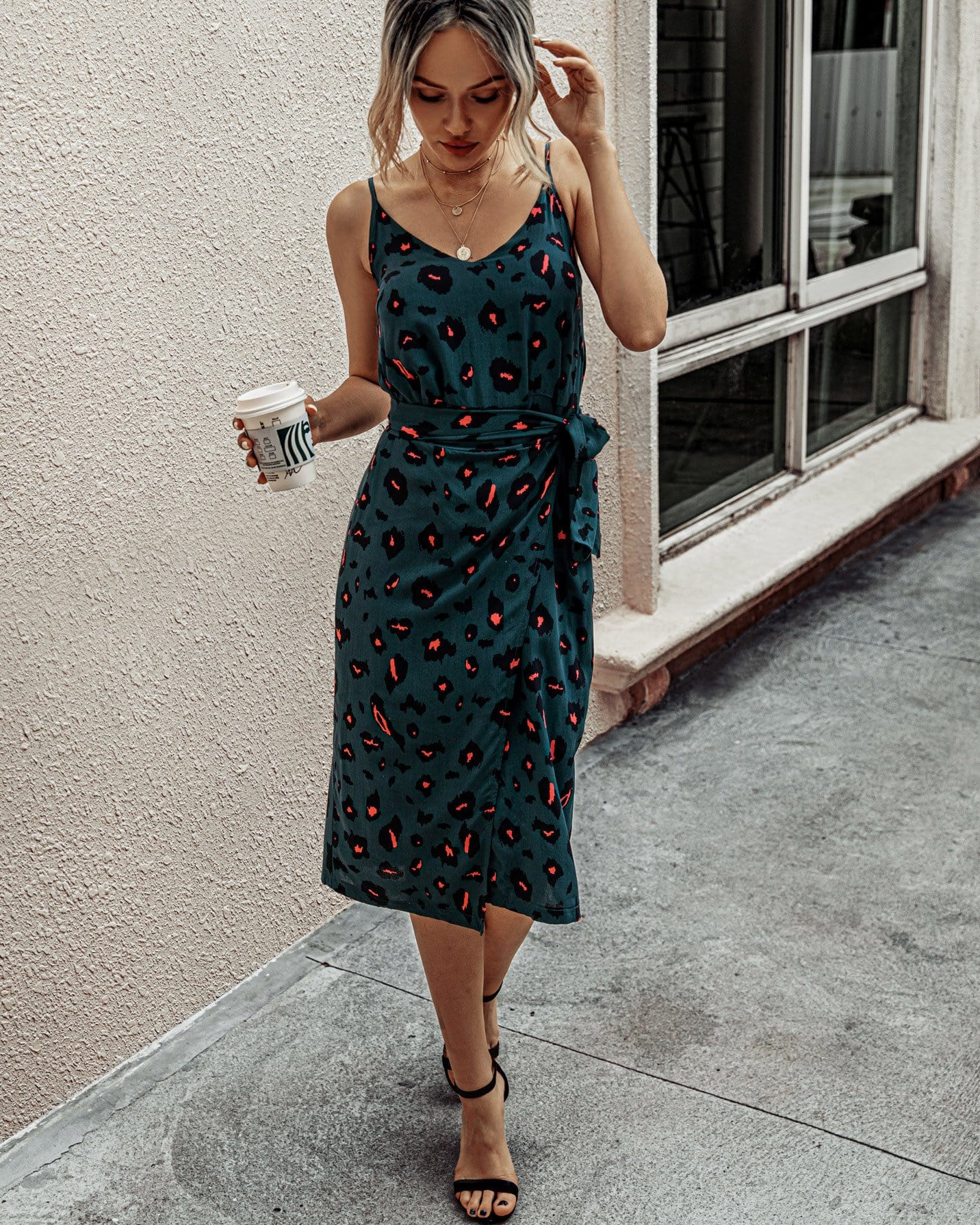 V Neck Animal Dress