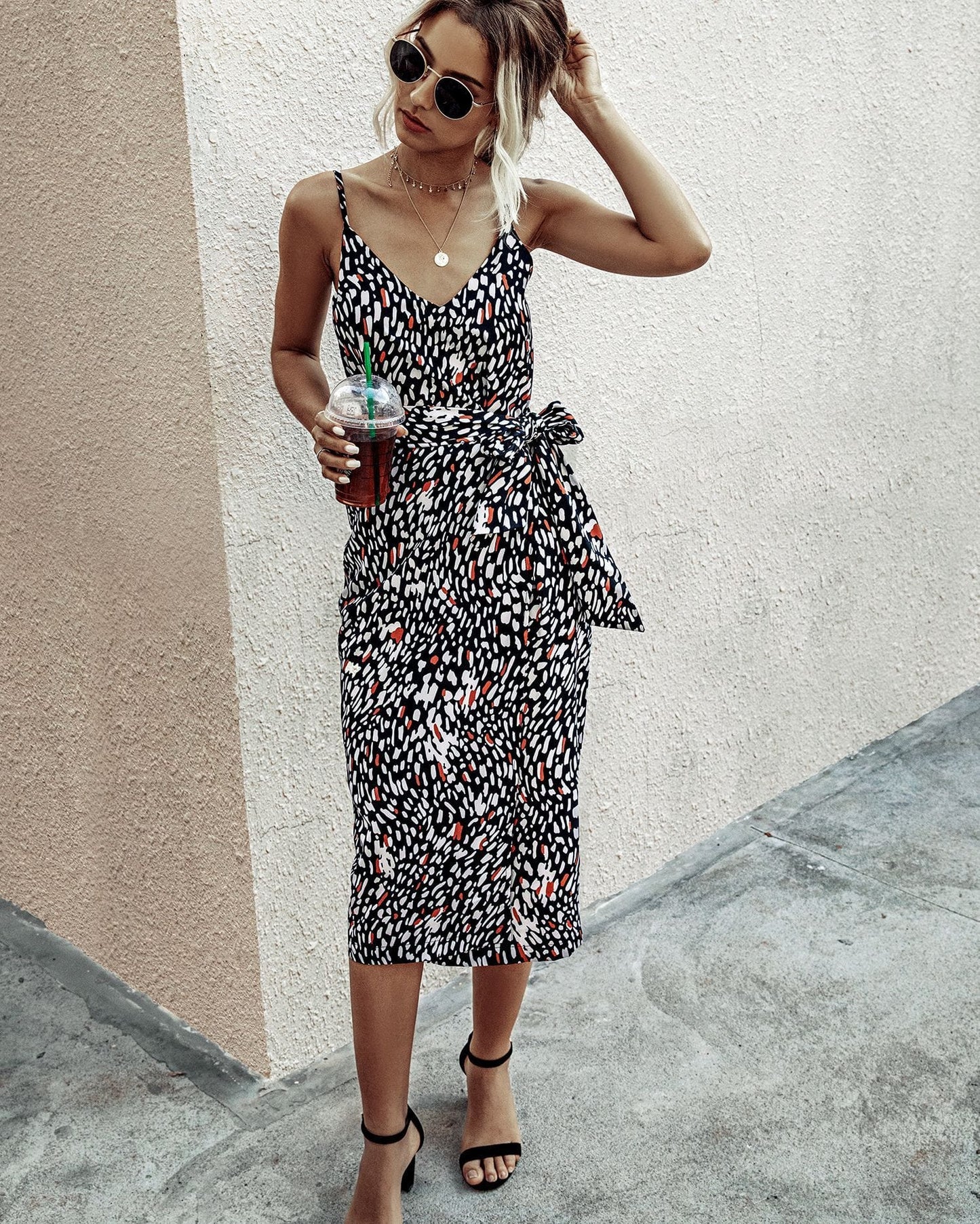 V Neck Animal Dress