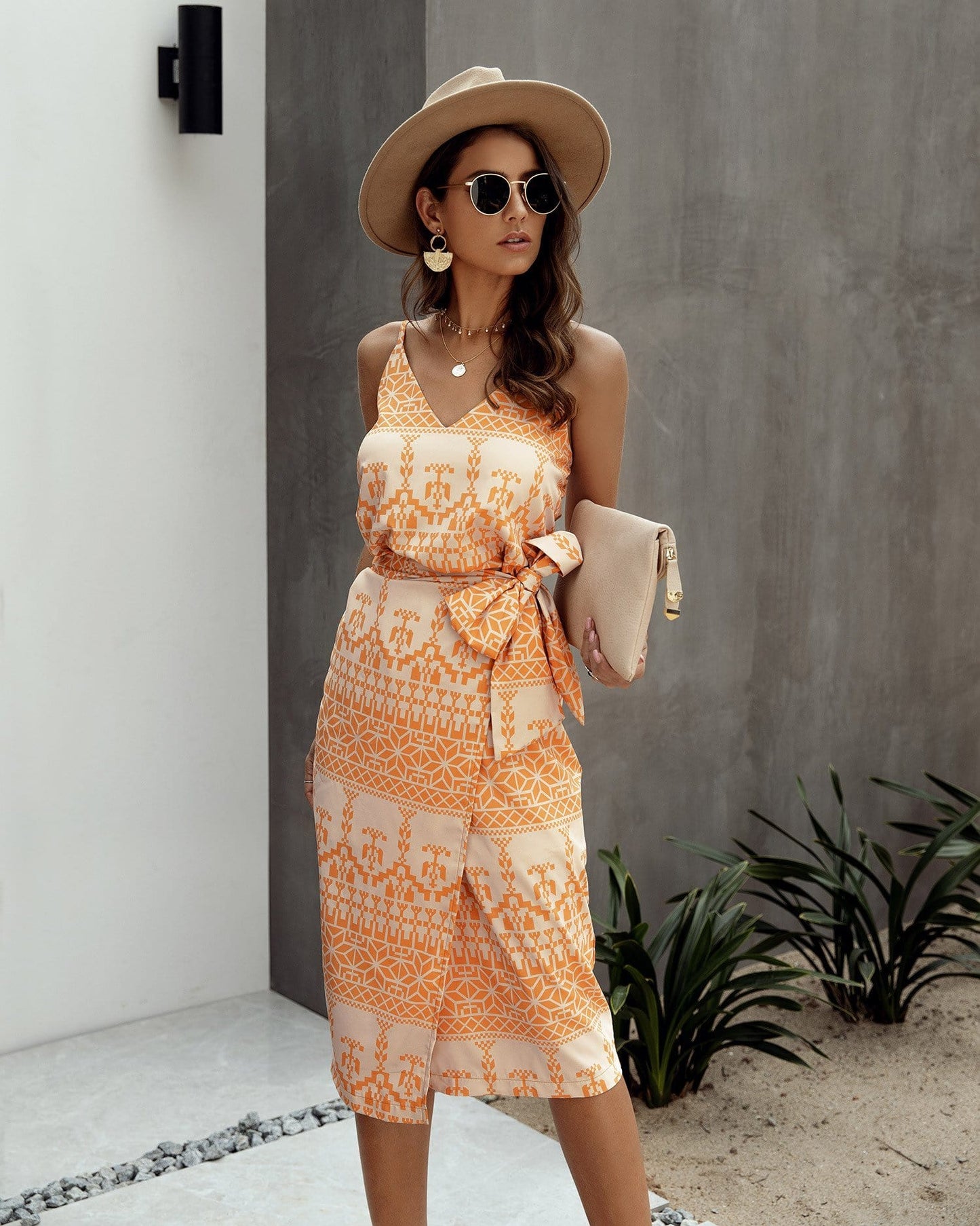 V Neck Animal Dress