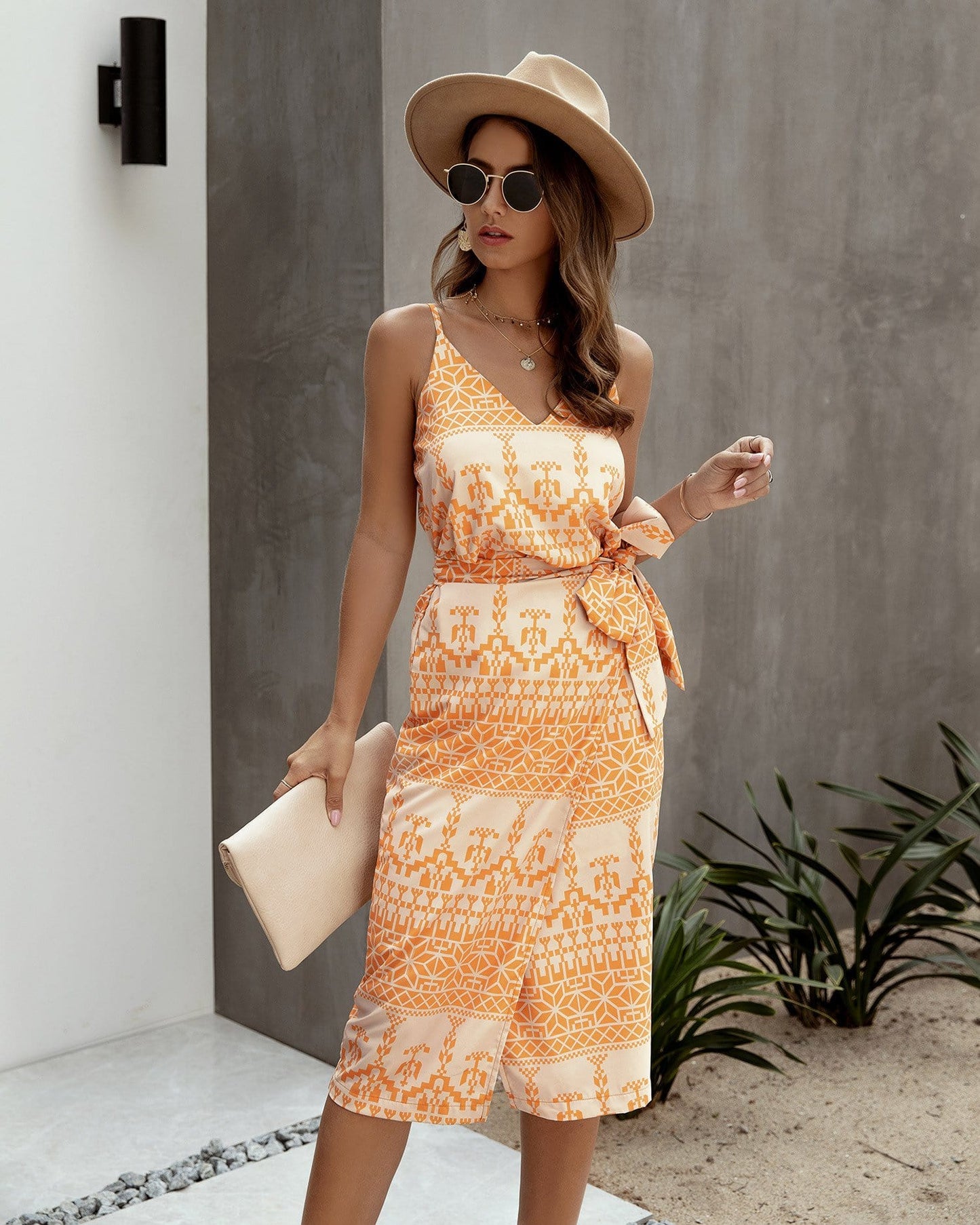 V Neck Animal Dress