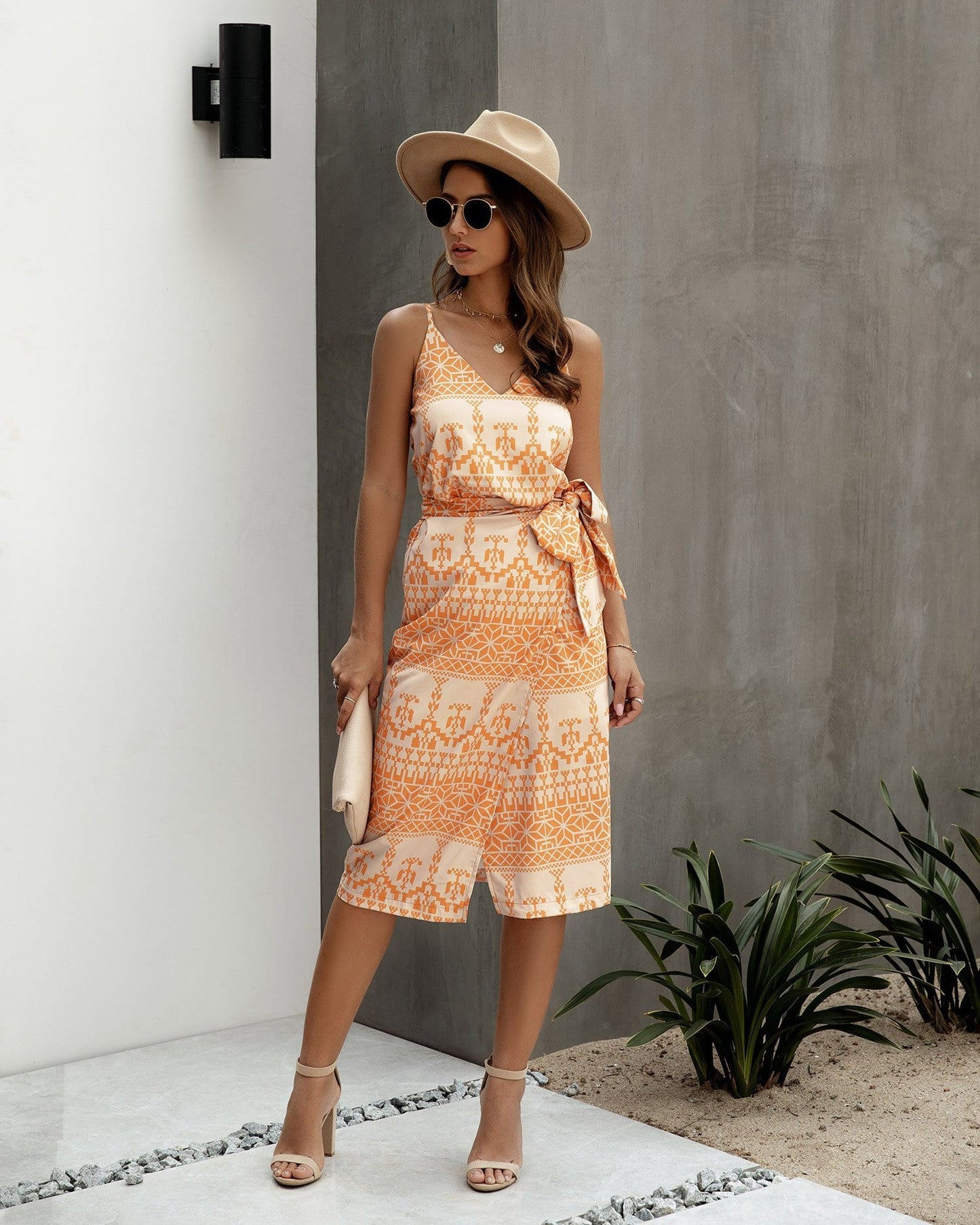 V Neck Animal Dress