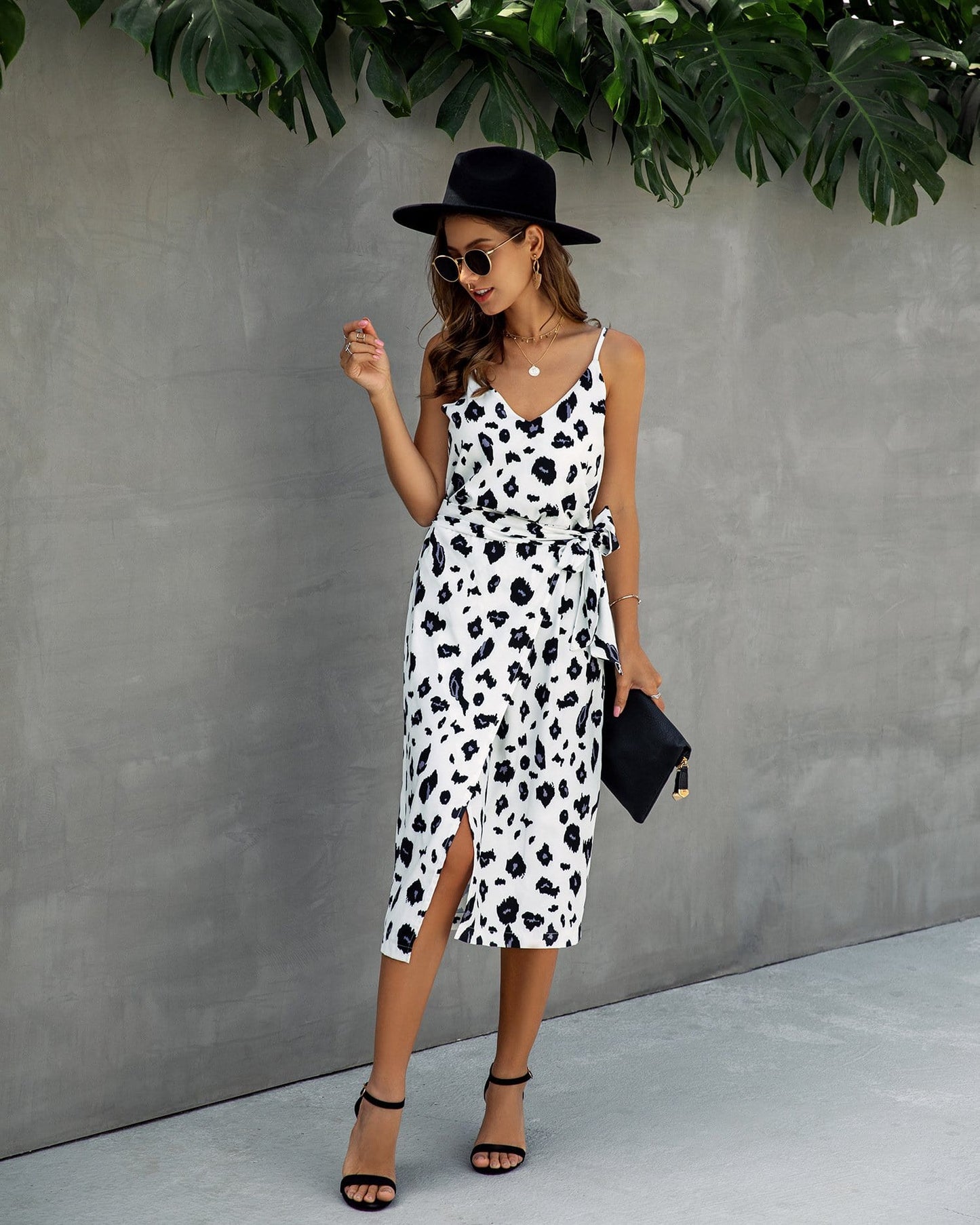 V Neck Animal Dress