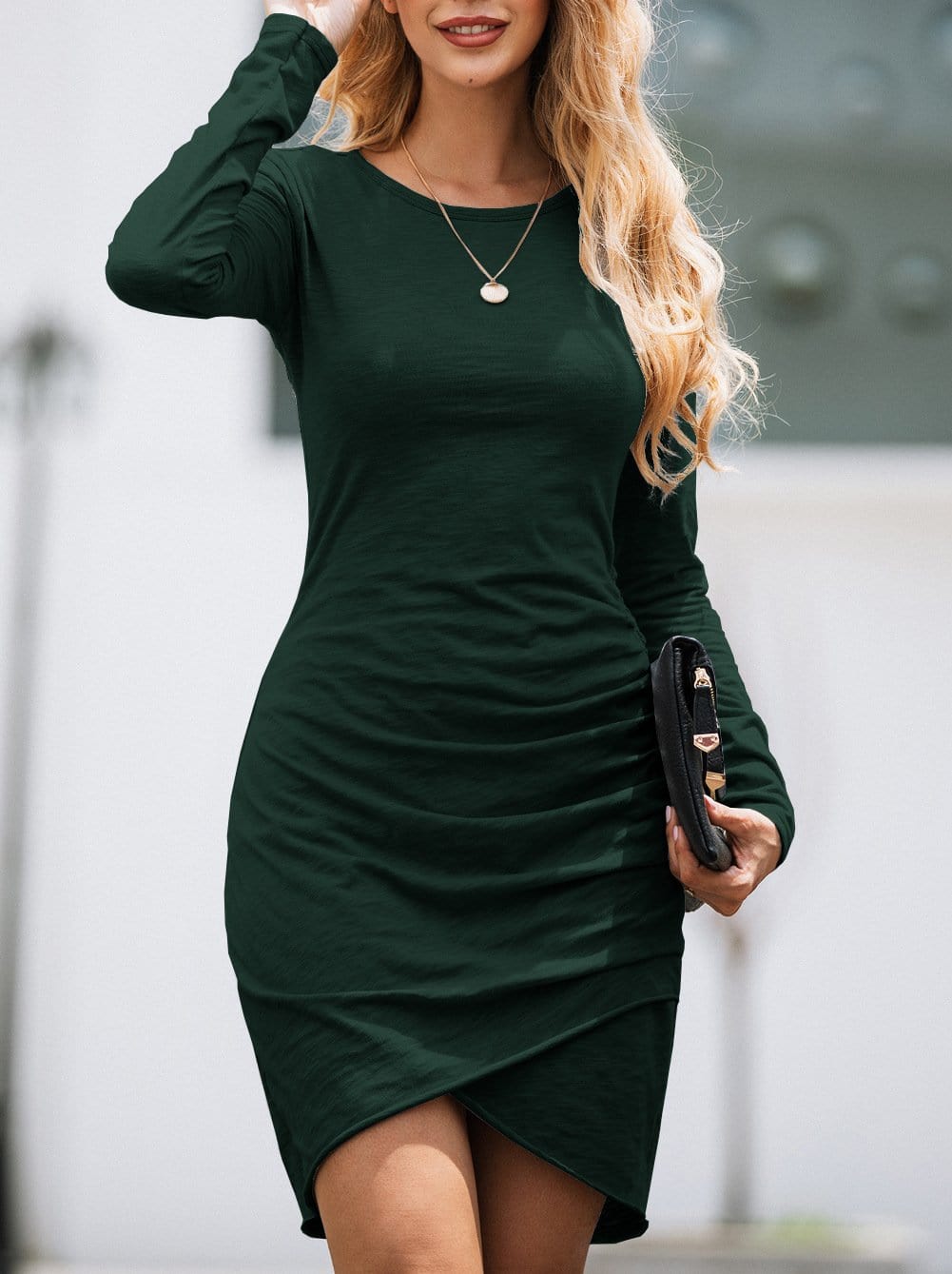 Long Sleeve Overlap Dress