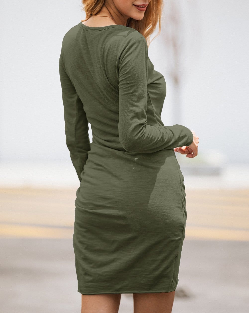 Long Sleeve Overlap Dress