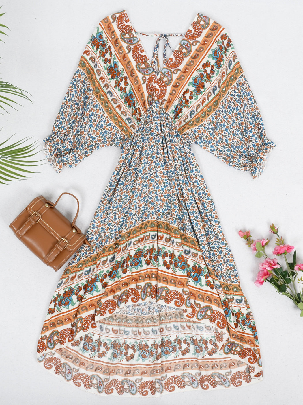 Mixed Print Asymmetrical Dress